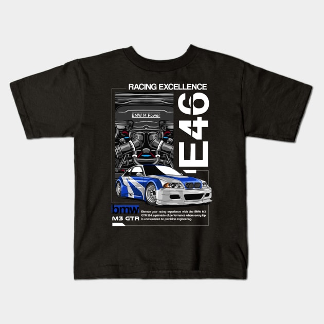 BMW E46 Racing Excellence Kids T-Shirt by Harrisaputra
